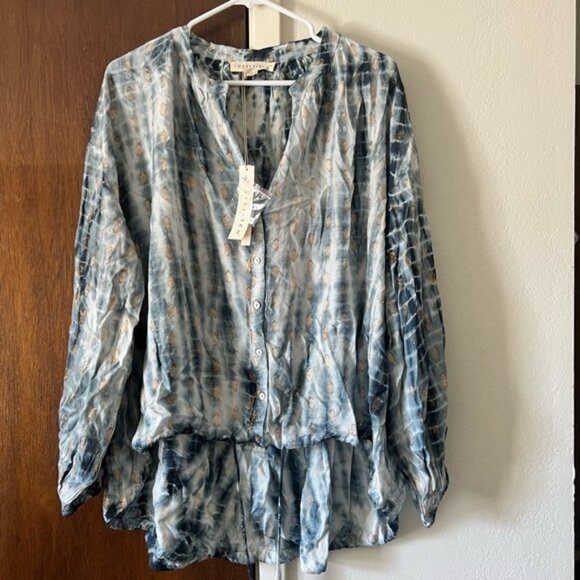 Lovestitch Tie-Dye Button-Up Blouse - Picture 1 of 3